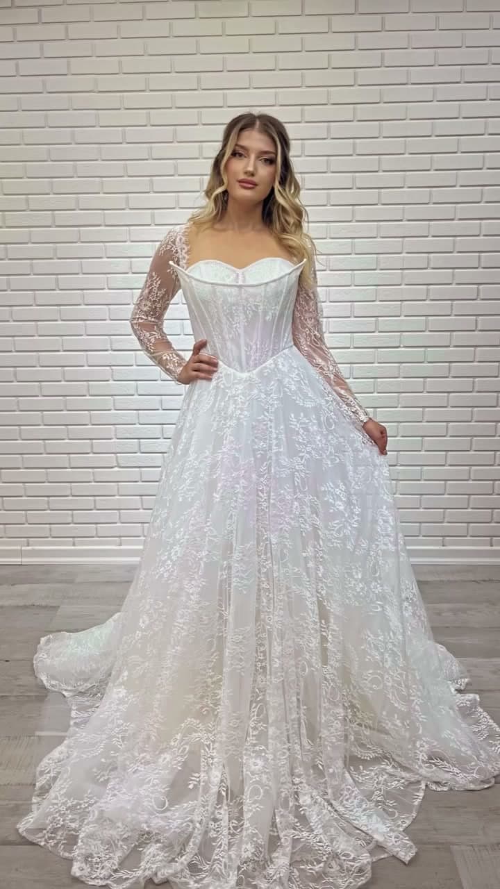 White Podium A-Line Wedding Dress 2026-11