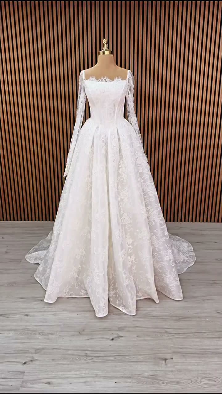 White Podium A-Line Wedding Dress 2026-12