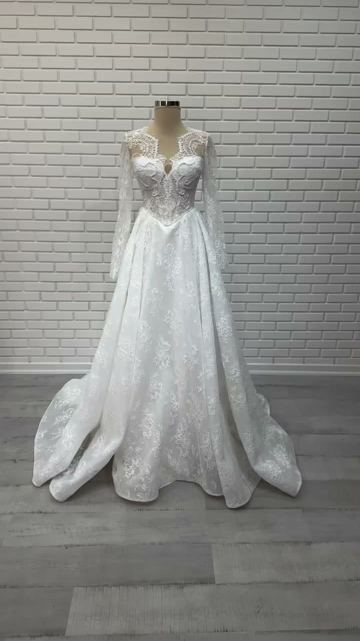 White Podium A-Line Wedding Dress 2026-14