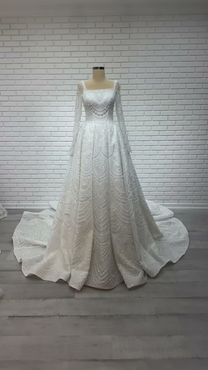 White Podium A-Line Wedding Dress 2026-16