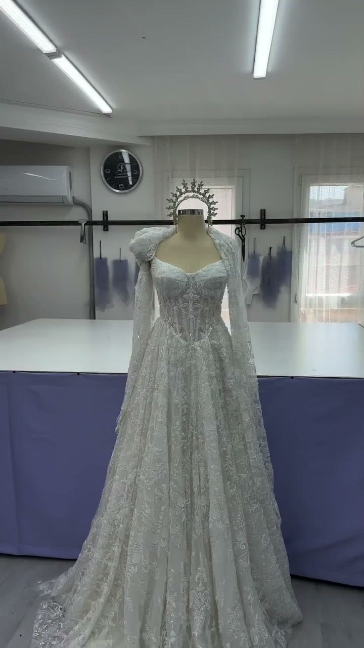 White Podium A-Line Wedding Dress 2026-2