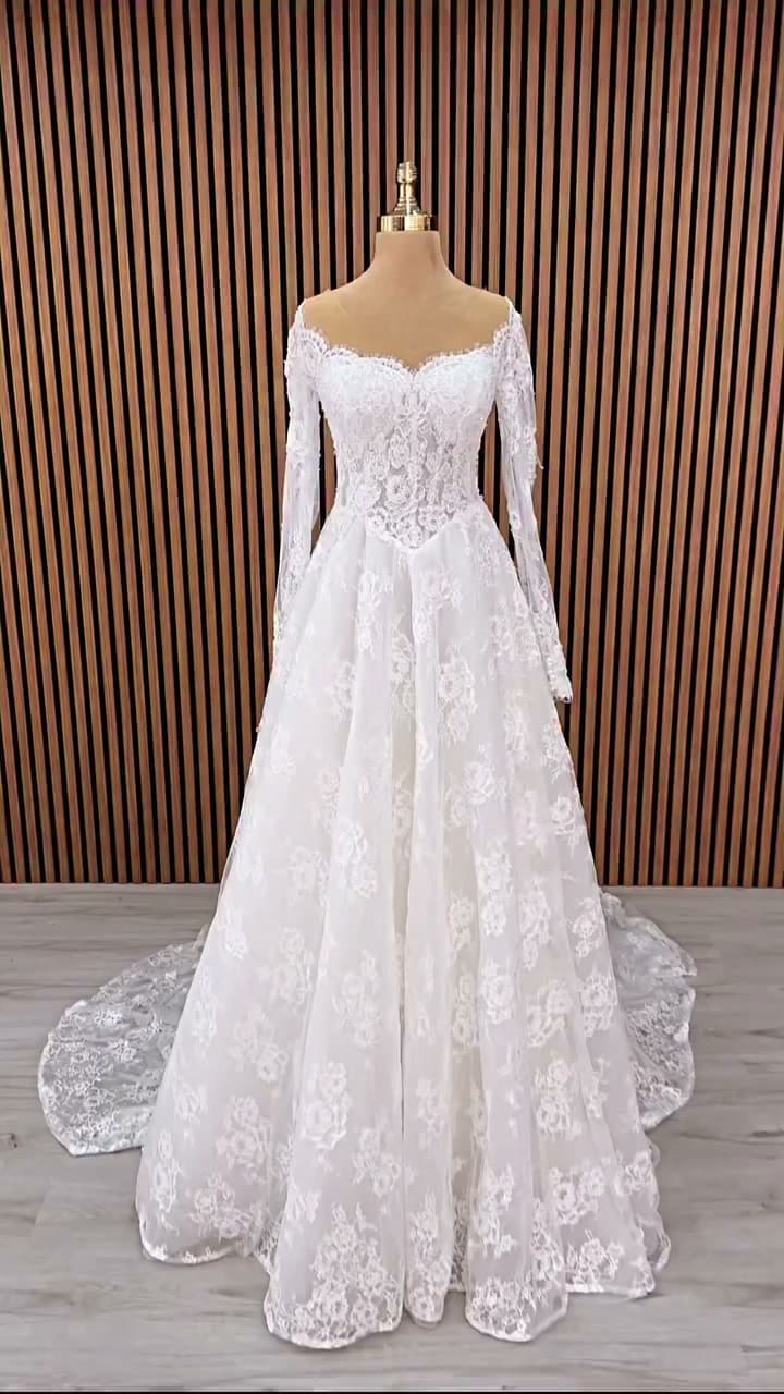 White Podium A-Line Wedding Dress 2026-4