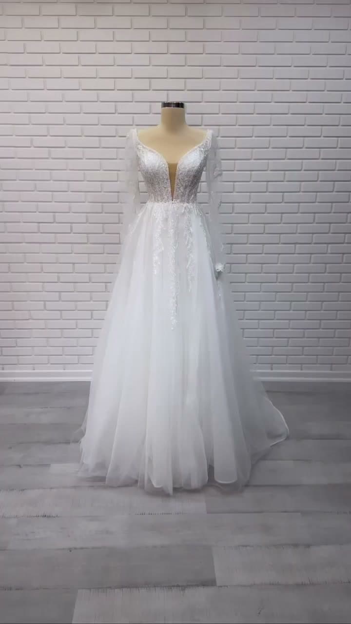 White Podium A-Line Wedding Dress 2026-7
