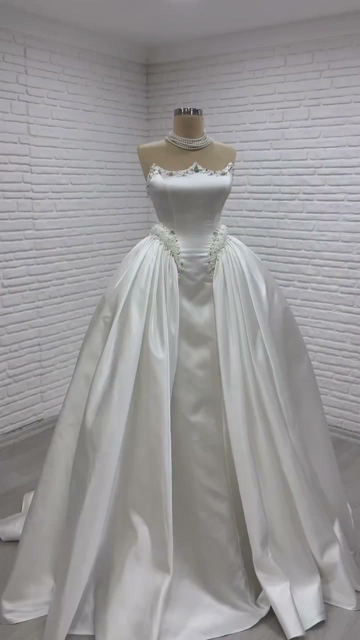 White Podium Mermaid Wedding Dress 2026-19