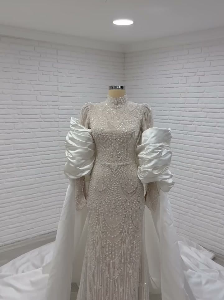 White Podium Mermaid Wedding Dress 2026-27
