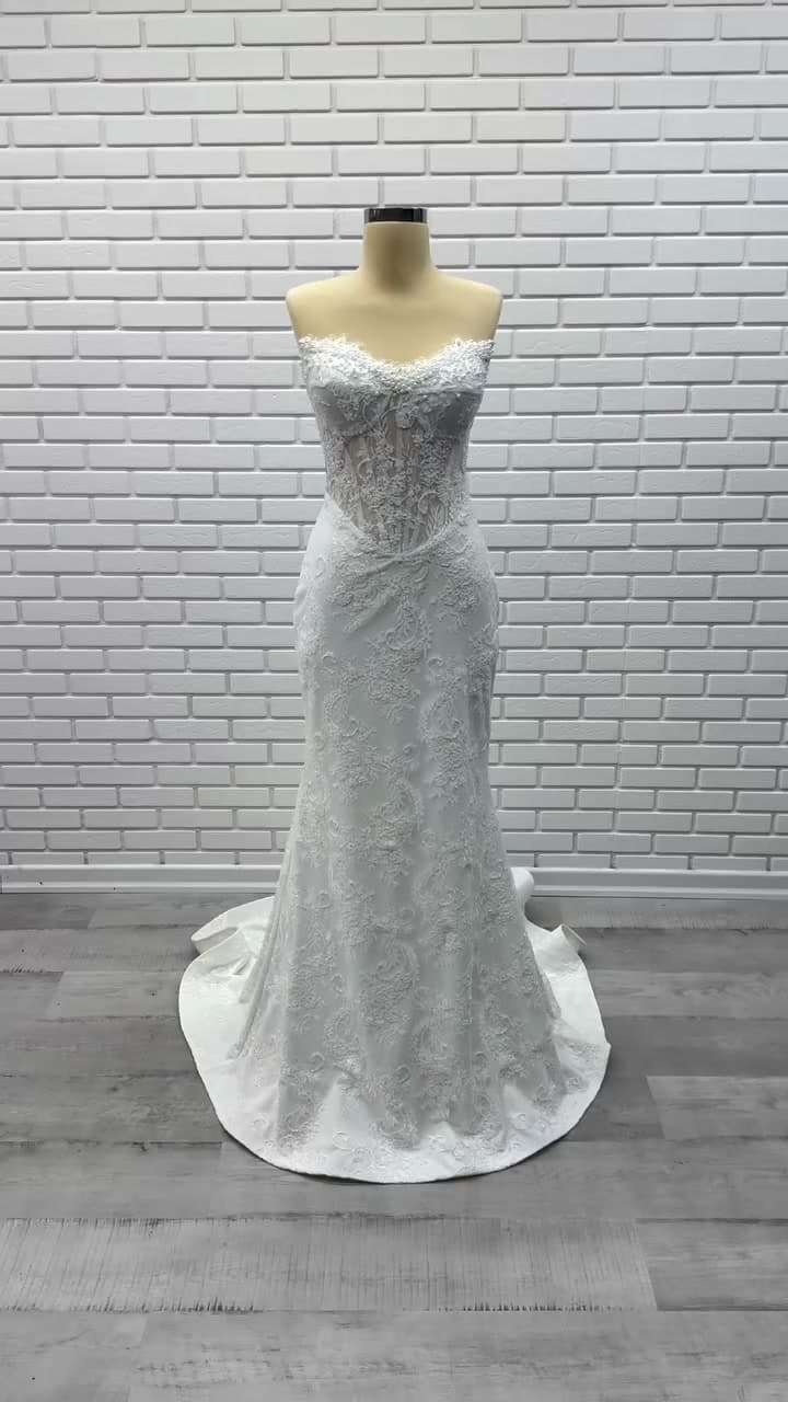 White Podium Mermaid Wedding Dress 2026-35