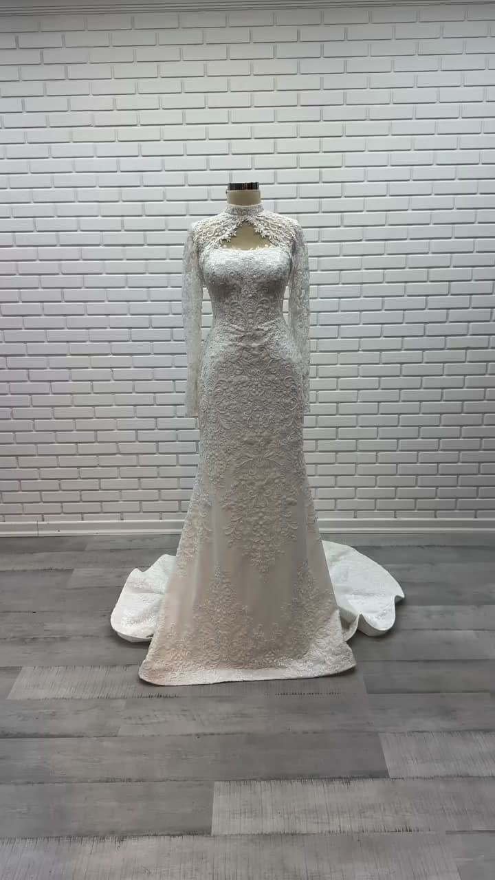White Podium Mermaid Wedding Dress 2026-38