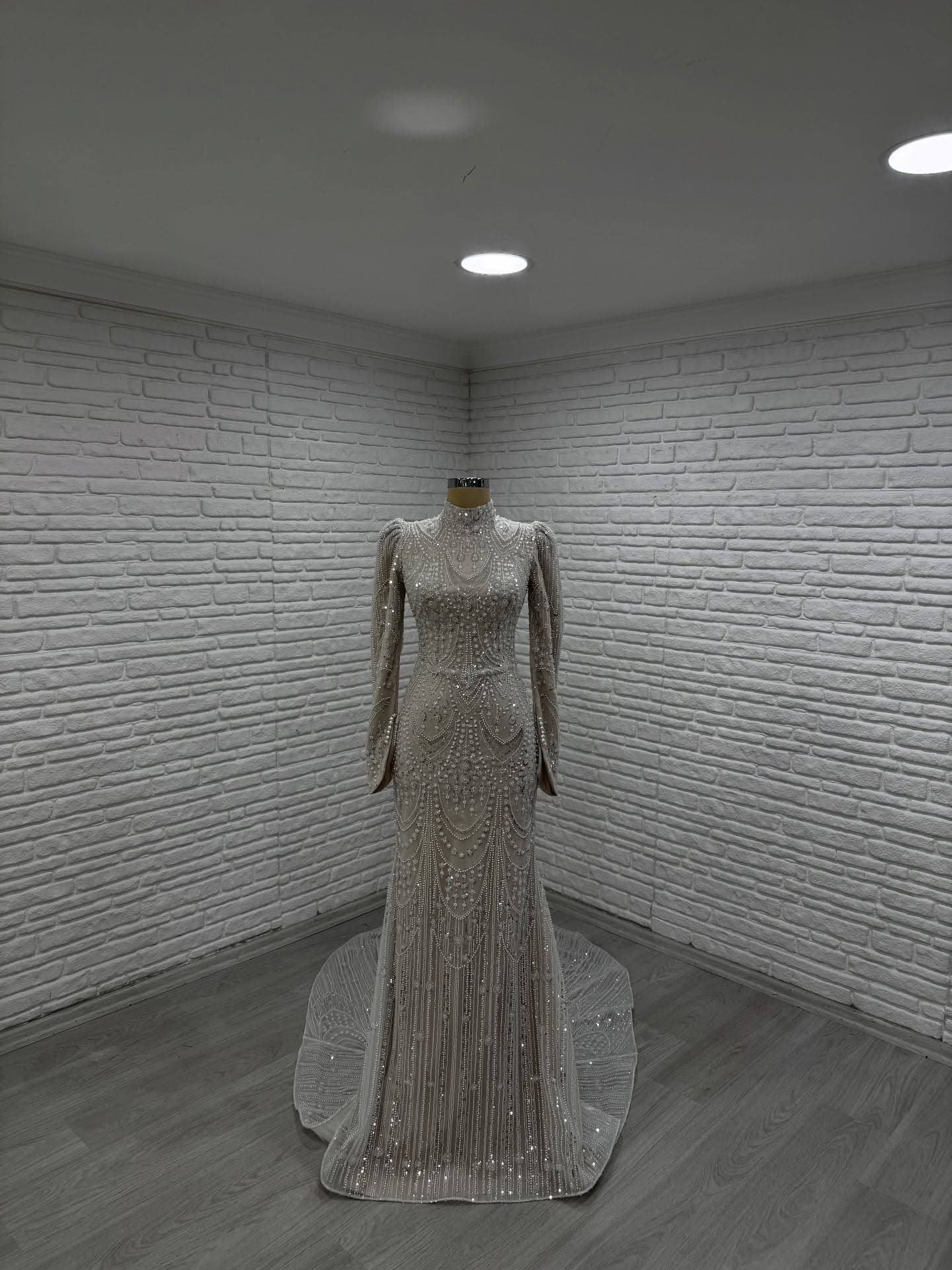 White Podium Mermaid Wedding Dress 2026-39